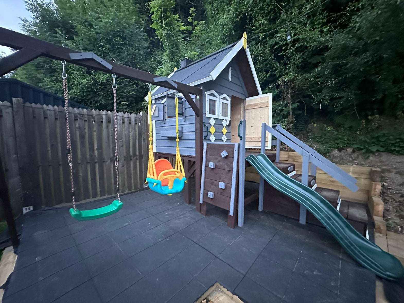 playground mats installed in a outdoor play area